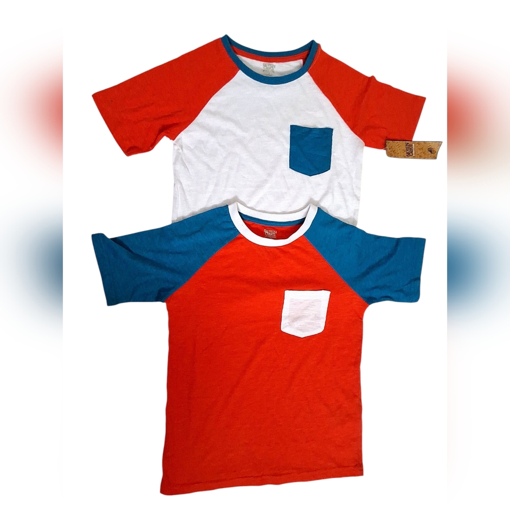 Boys Lot Of 2 Seven Oaks Color Block Raglan T-Shirts Size 8 NWT